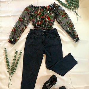 ★ Boohoo Sheer Lace Top ★